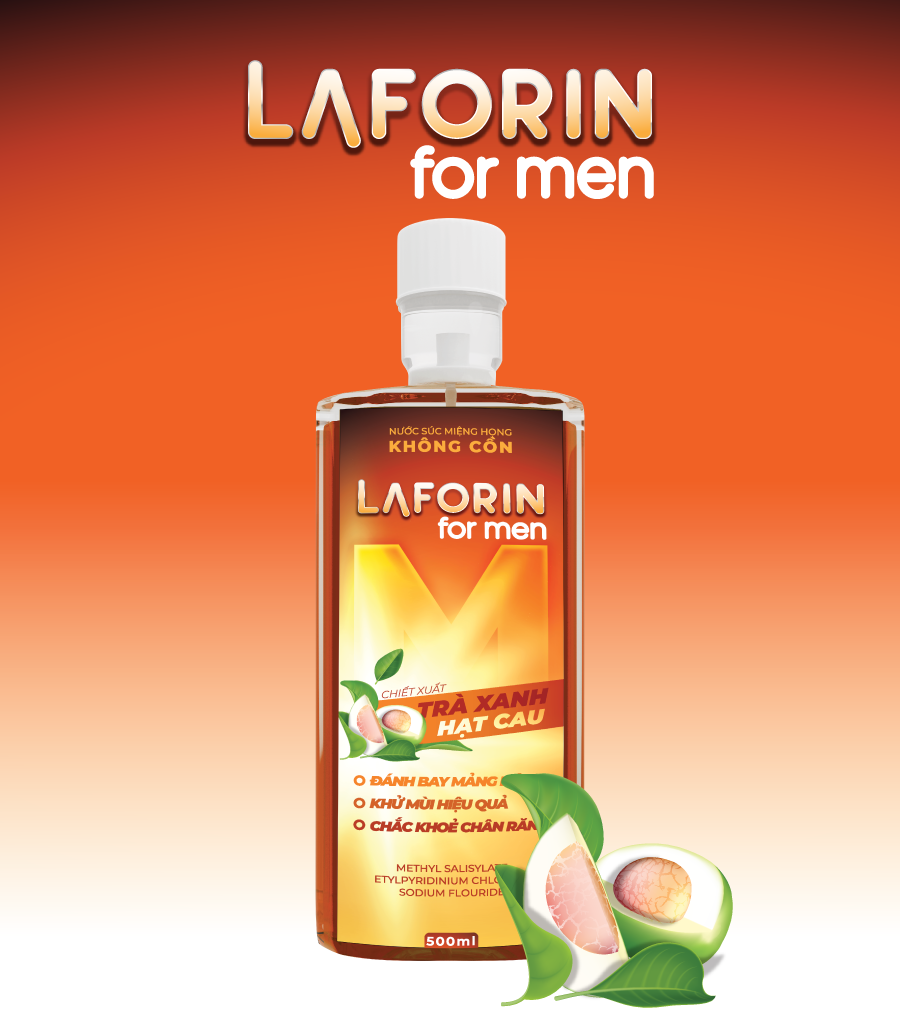 Nước Súc Miệng Laforin Formen 500ml ngừa mảng bám, đánh bay hôi miệng, giảm tình trạng xỉn vàng răng
