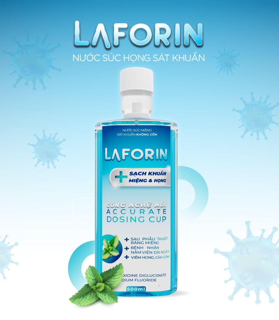 Nước Súc Miệng LAFORIN CHLORHEXIDINE Ngăn Ngừa Viêm Nướu, Hôi Miệng, Chảy Máu Chân Răng, Sát khuẩn, sạch mảng bám 500ml