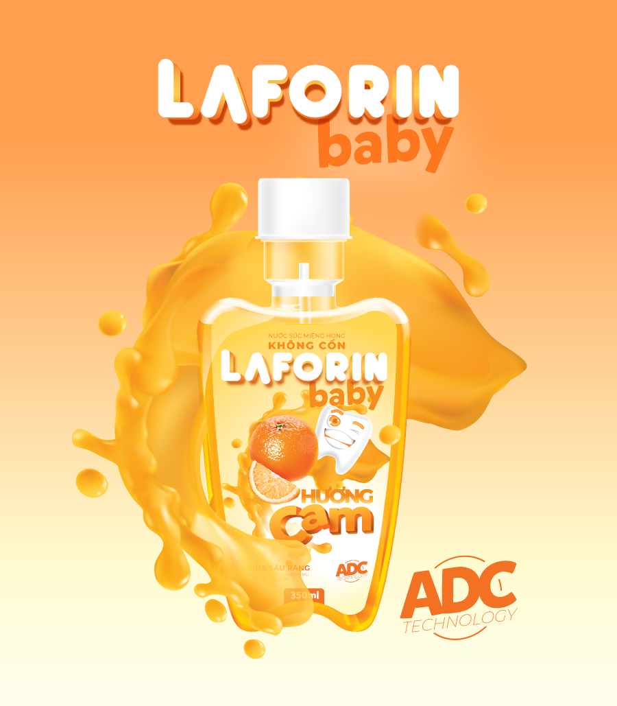 Nước súc miệng LAFORIN BABY hương cam ngừa sâu răng cho trẻ em 350ml